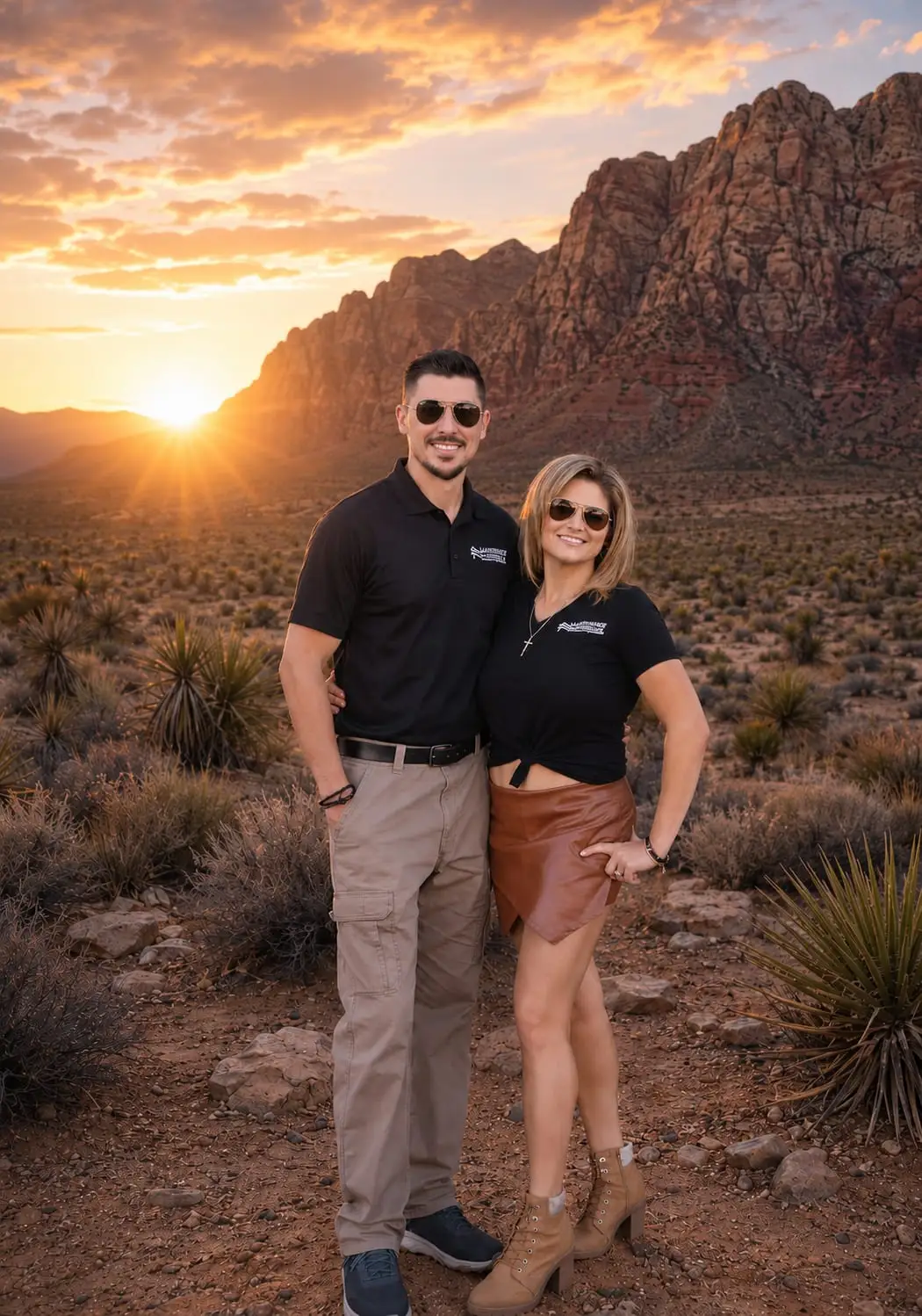 Tony Cuomo and his wife at Red Rock Canyon, where they live, raise their family, and invest in the Las Vegas community